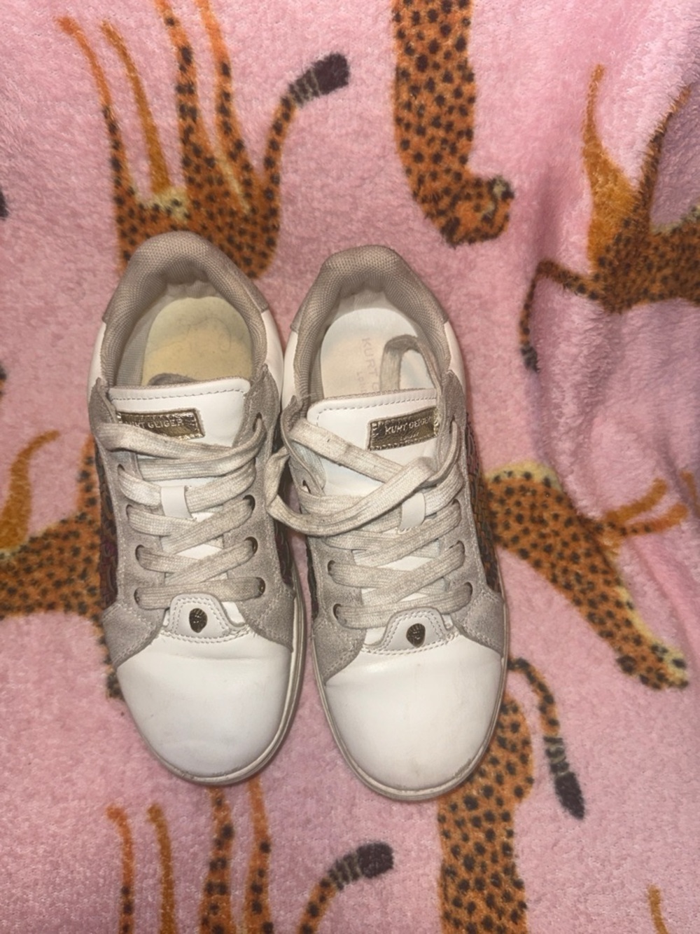 Kurt Geiger Kids White and Gray Lace-Up Sneakers